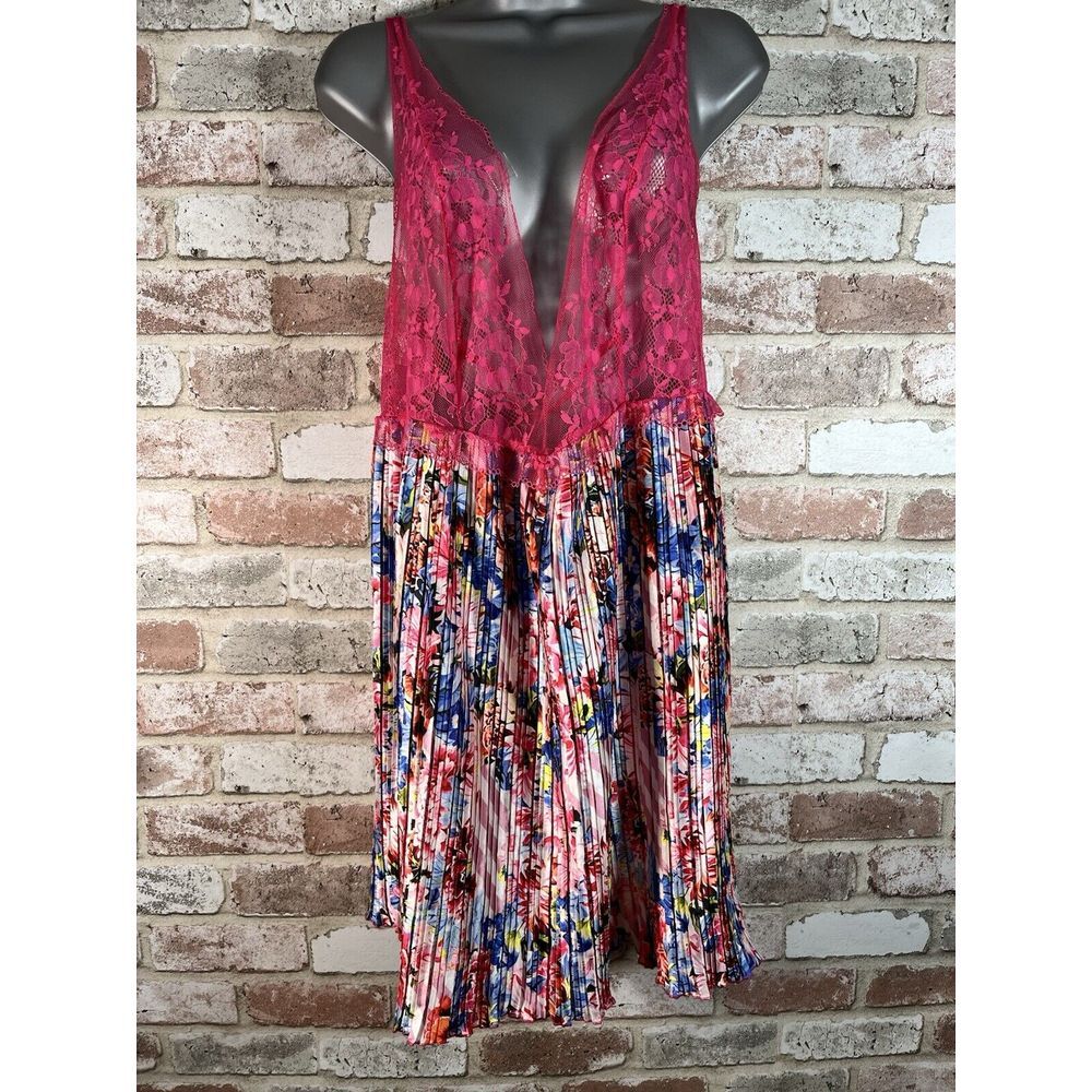 VS Victoria's Secret x Mary Katrantzou Babydoll Lingerie Dress Lace Silk L XL